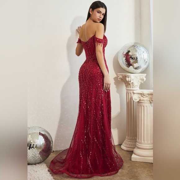 - Black, pink, blue,gold,burgundy, purple, pink sequins fitted long dress - Picture 6 of 9